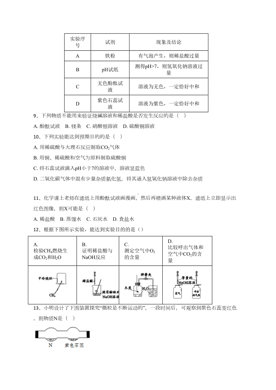 (完整版)人教版初中化学第十章单元测试题(含答案).doc_第3页