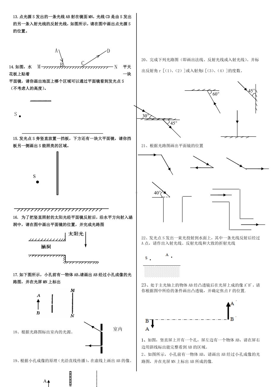 (完整版)光学作图专项练习试题.doc_第2页