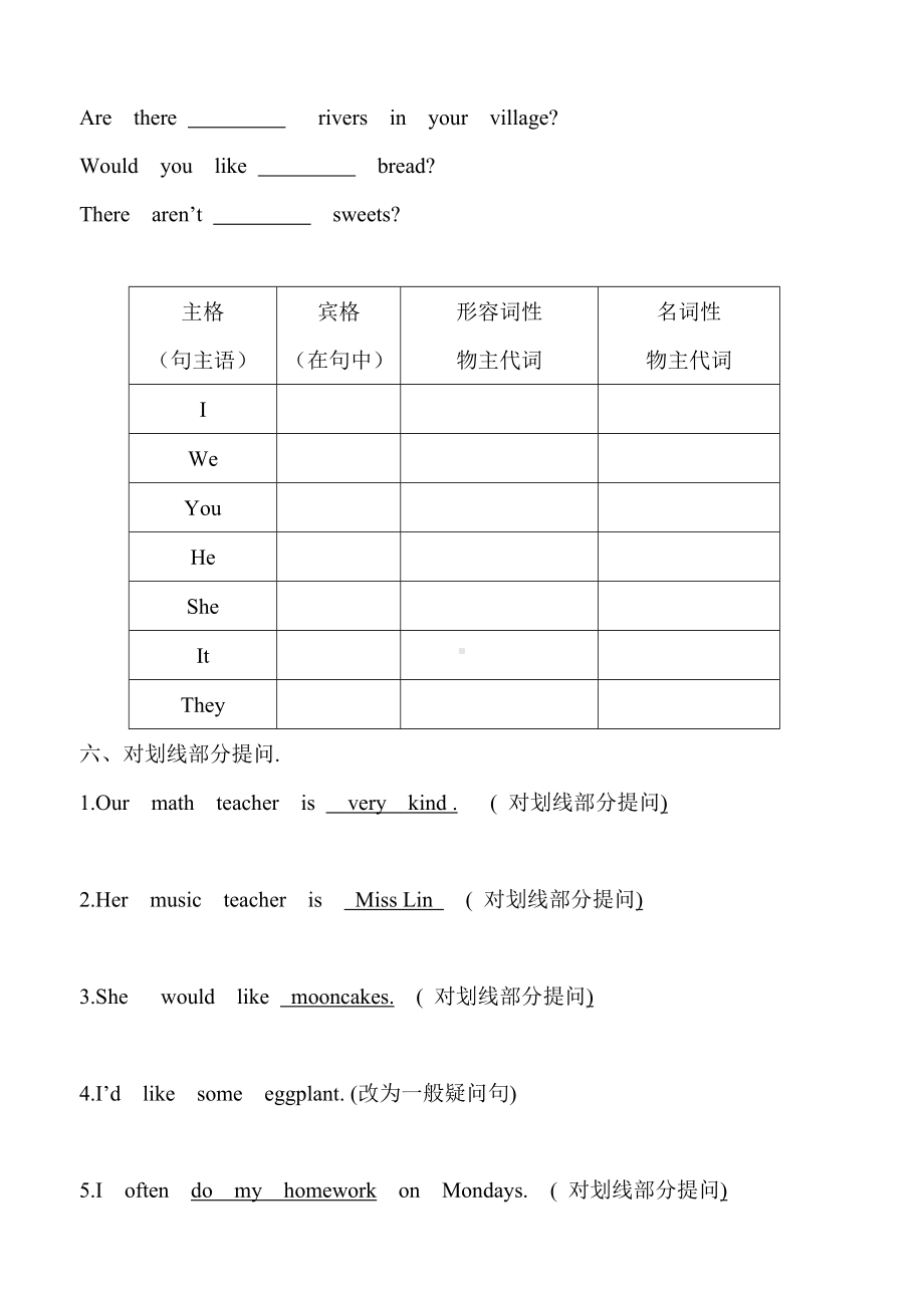 (完整版)PEP五年级上册英语易错题和难点-非常适合复习时用.doc_第3页