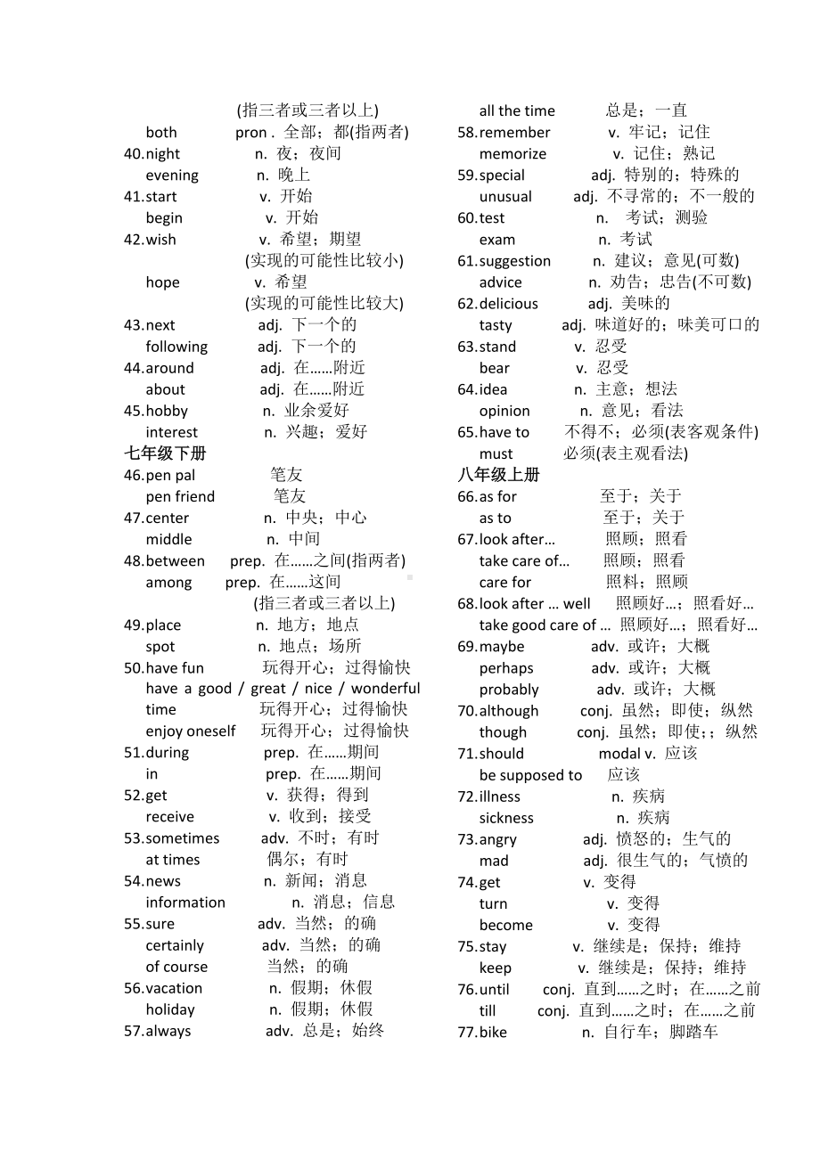 (完整版)初中英语同义词(近义词)归纳.doc_第2页