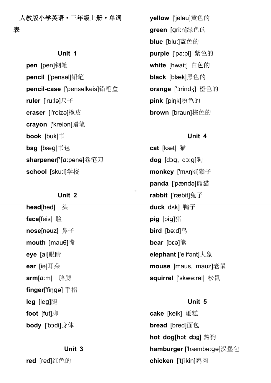 (完整版)人教版小学英语·(三年级起点)单词表(带音标).doc_第1页