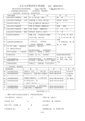 (完整版)文言文词类活用专项训练及标准答案.doc