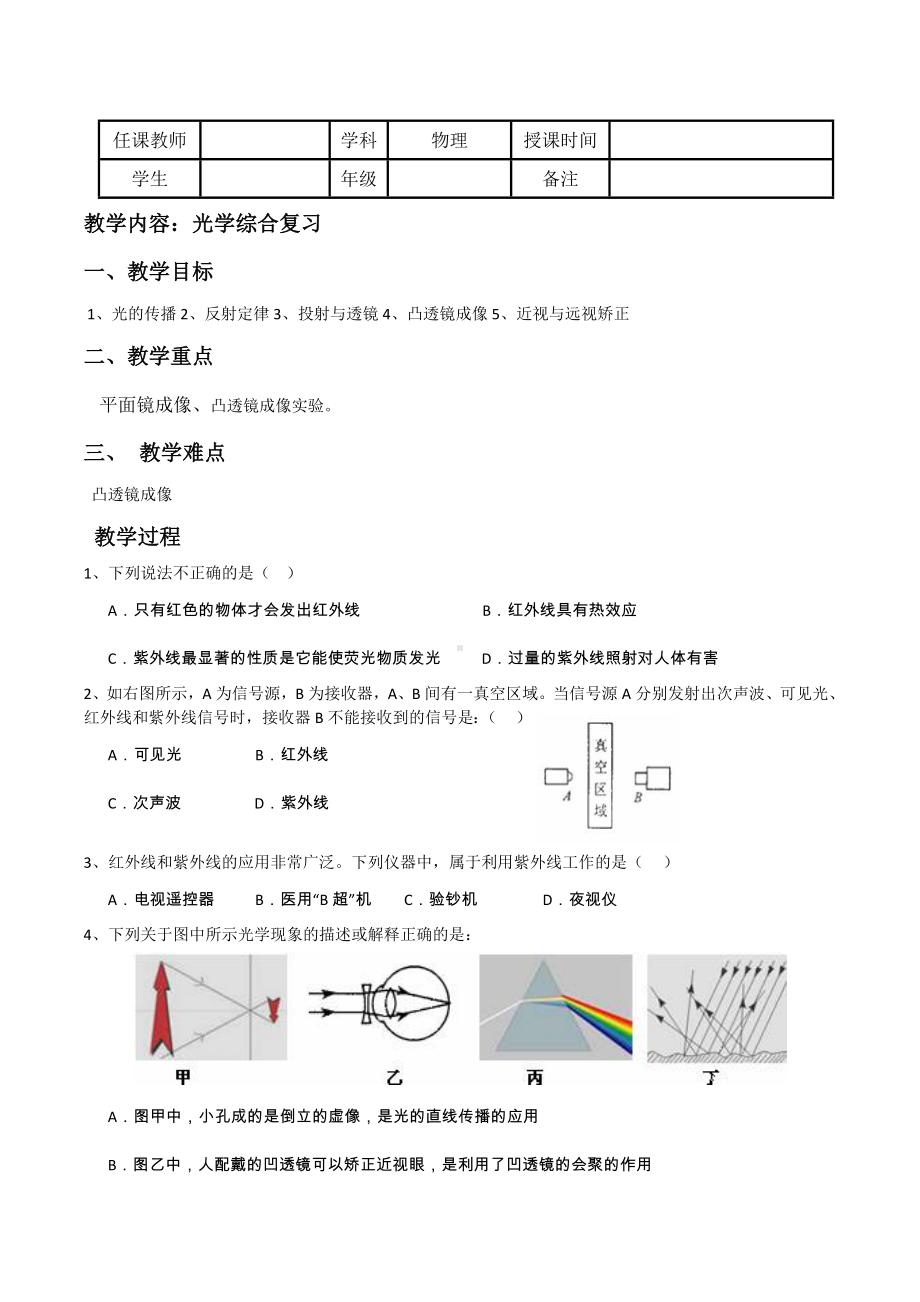 (完整版)光学中考经典试题.doc_第1页