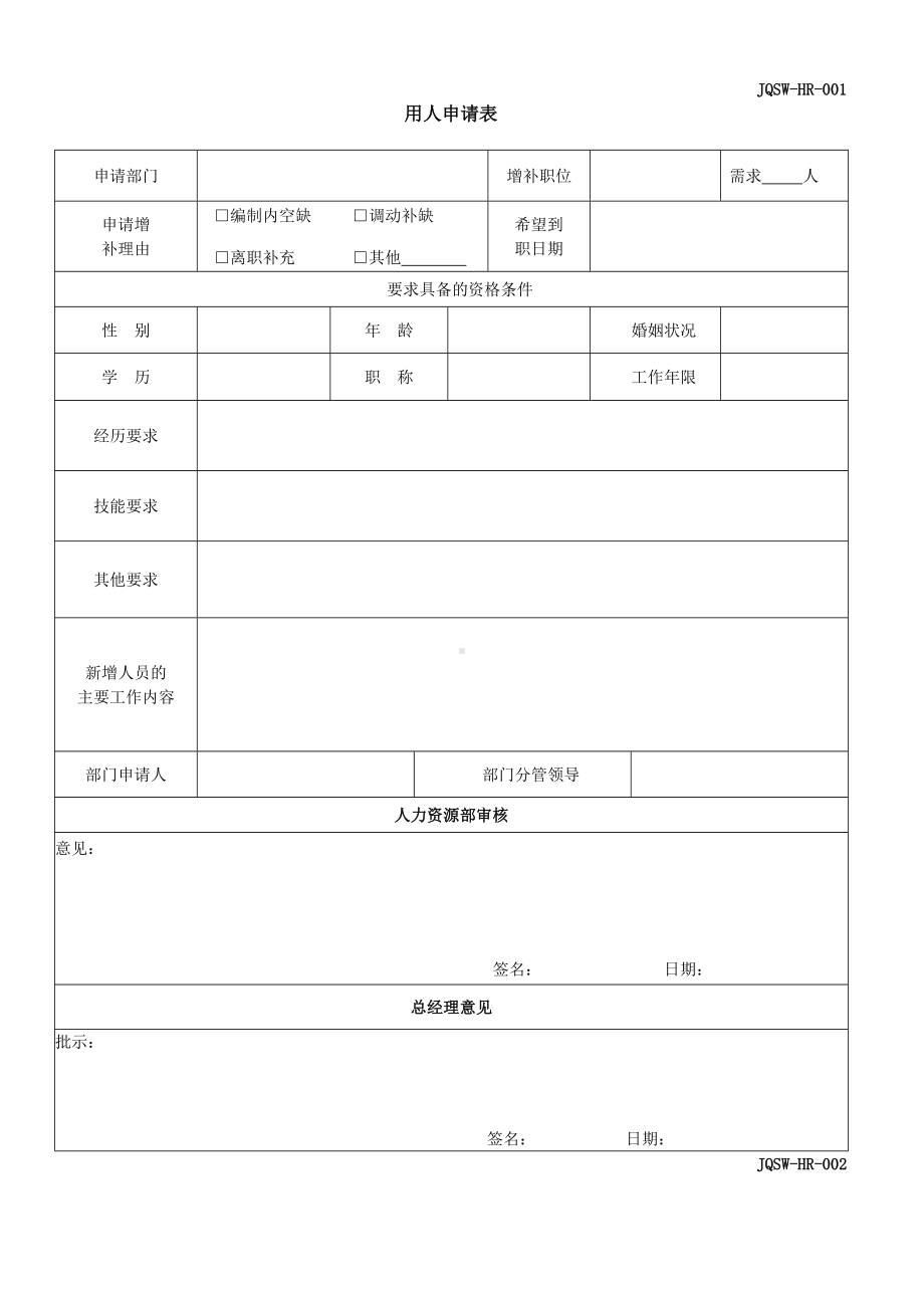 (完整版)人力资源部常用表格.doc_第1页