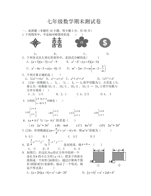 (完整)新湘教版七年级下册数学期末测试卷.doc