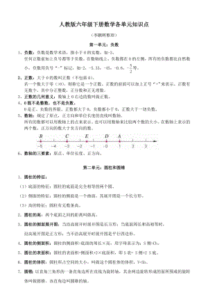 (完整版)人教版六年级下册数学各单元知识点.doc