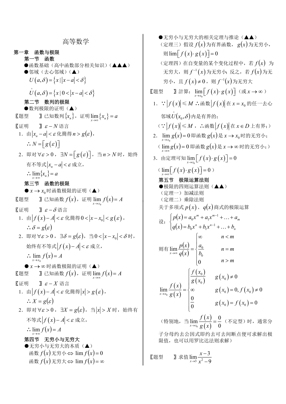 (完整版)大一高数复习资料().doc_第1页