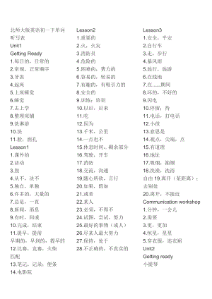 (完整版)北师大版英语初一下单词听写表.doc