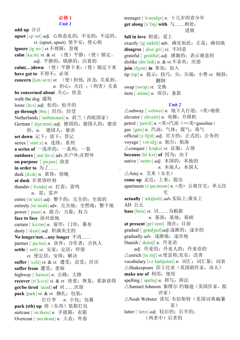 (完整版)人教版高中英语单词表(含音标).doc_第1页