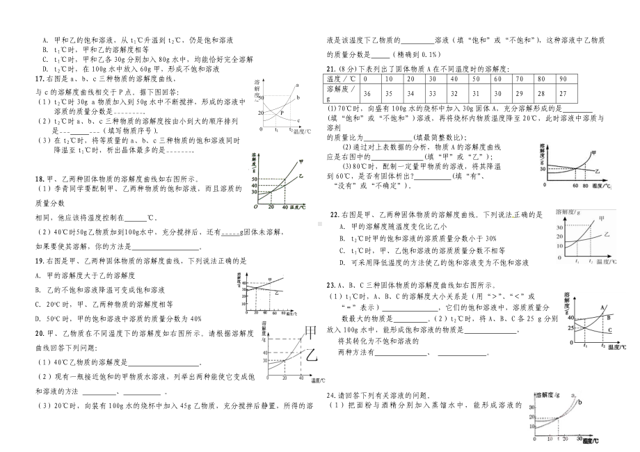 (完整)九年级化学中考溶解度曲线习题.doc_第3页