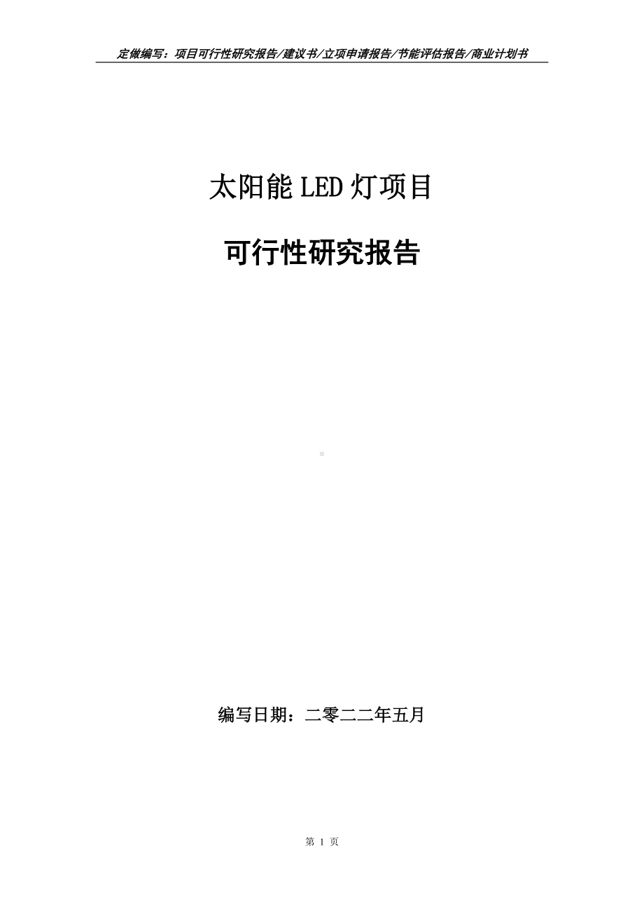 太阳能LED灯项目可行性报告（写作模板）.doc_第1页