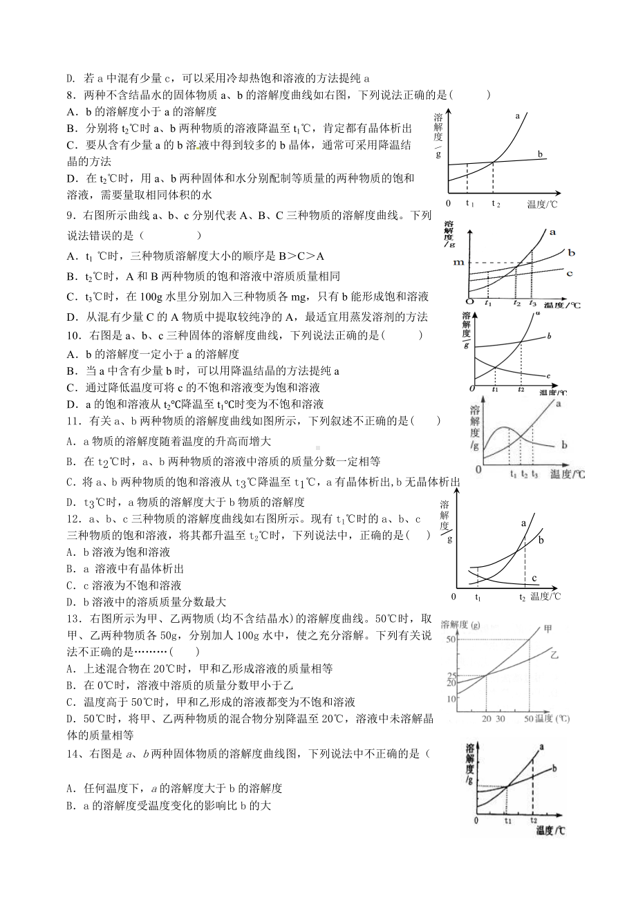 (完整版)初中化学溶解度曲线专项练习题.doc_第2页