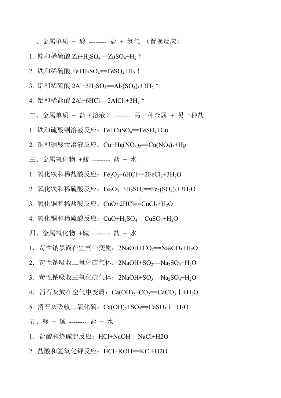 (完整)初中酸碱盐化学方程式书写.doc_第1页