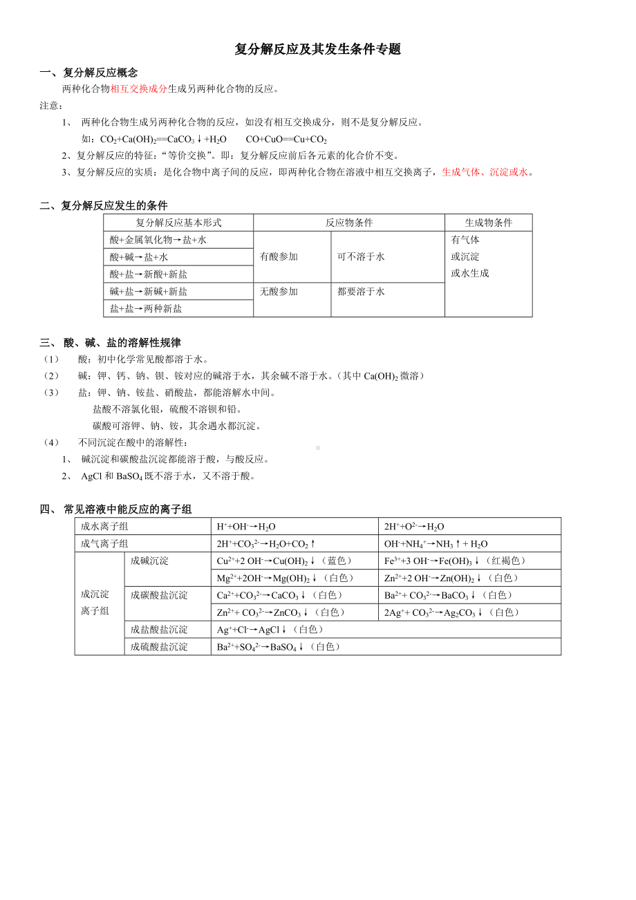 (完整版)初三化学复分解反应专题2.doc_第1页