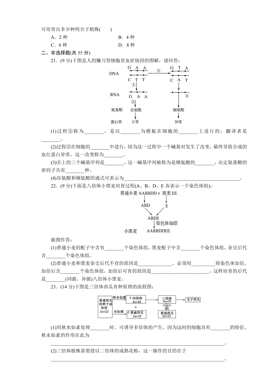 (完整)高中生物必修二第五章测试题.doc_第3页