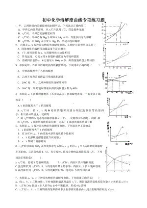 (word完整版)初中化学溶解度曲线专项练习题.doc