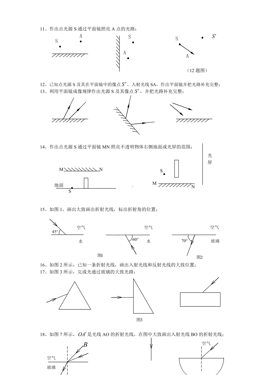 (完整版)八年级上册物理光学作图专题训练.doc_第2页