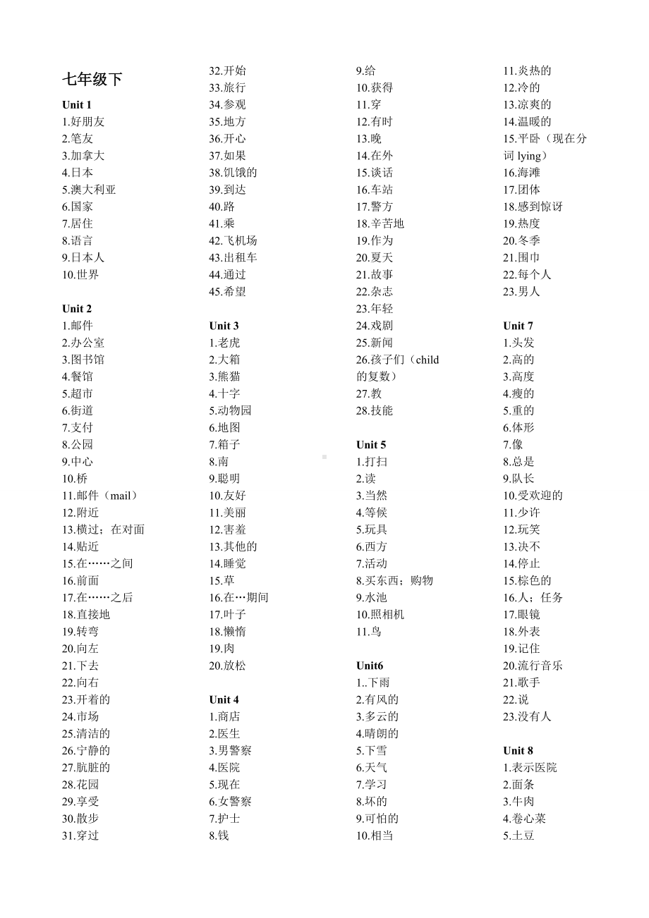 (完整)初中英语人教版黑体单词中文.doc_第3页