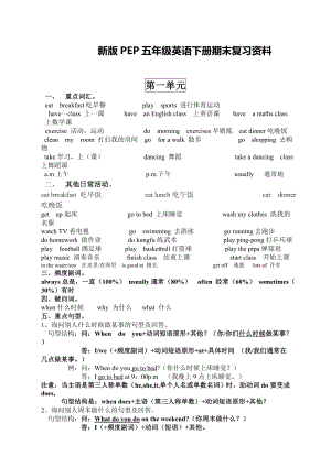 (完整版)人教版五年级英语下册期末复习资料.doc