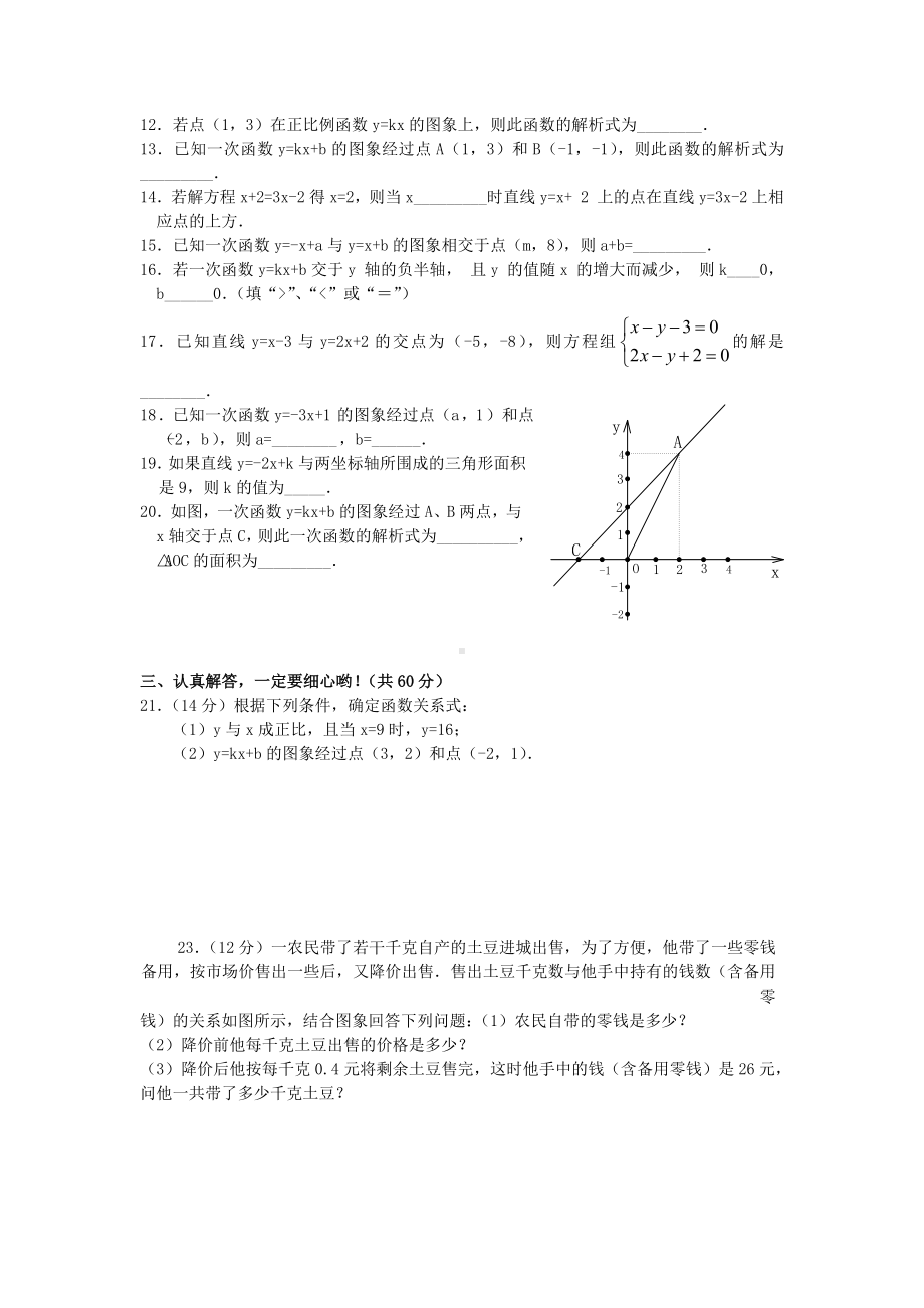 (完整版)初二数学一次函数经典试题含答案.doc_第2页