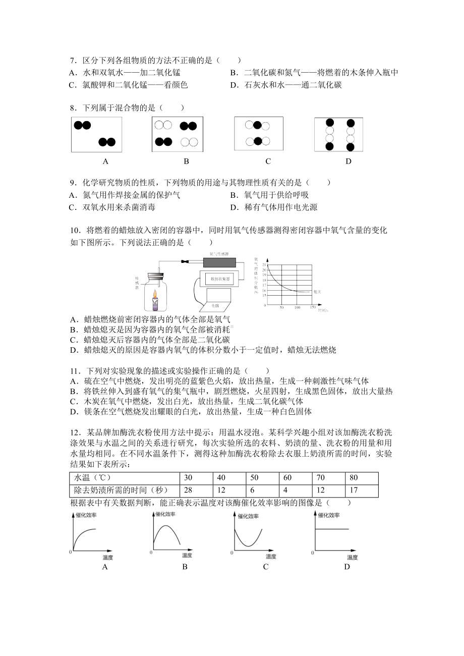 2019年10月南京某中学九上第一次月考化学试卷(Word版-包含答案-).docx_第2页