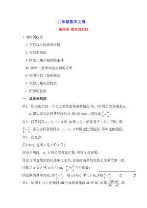 九年级数学上册第四章图形的相似知识点归纳(新版)北师大版.doc