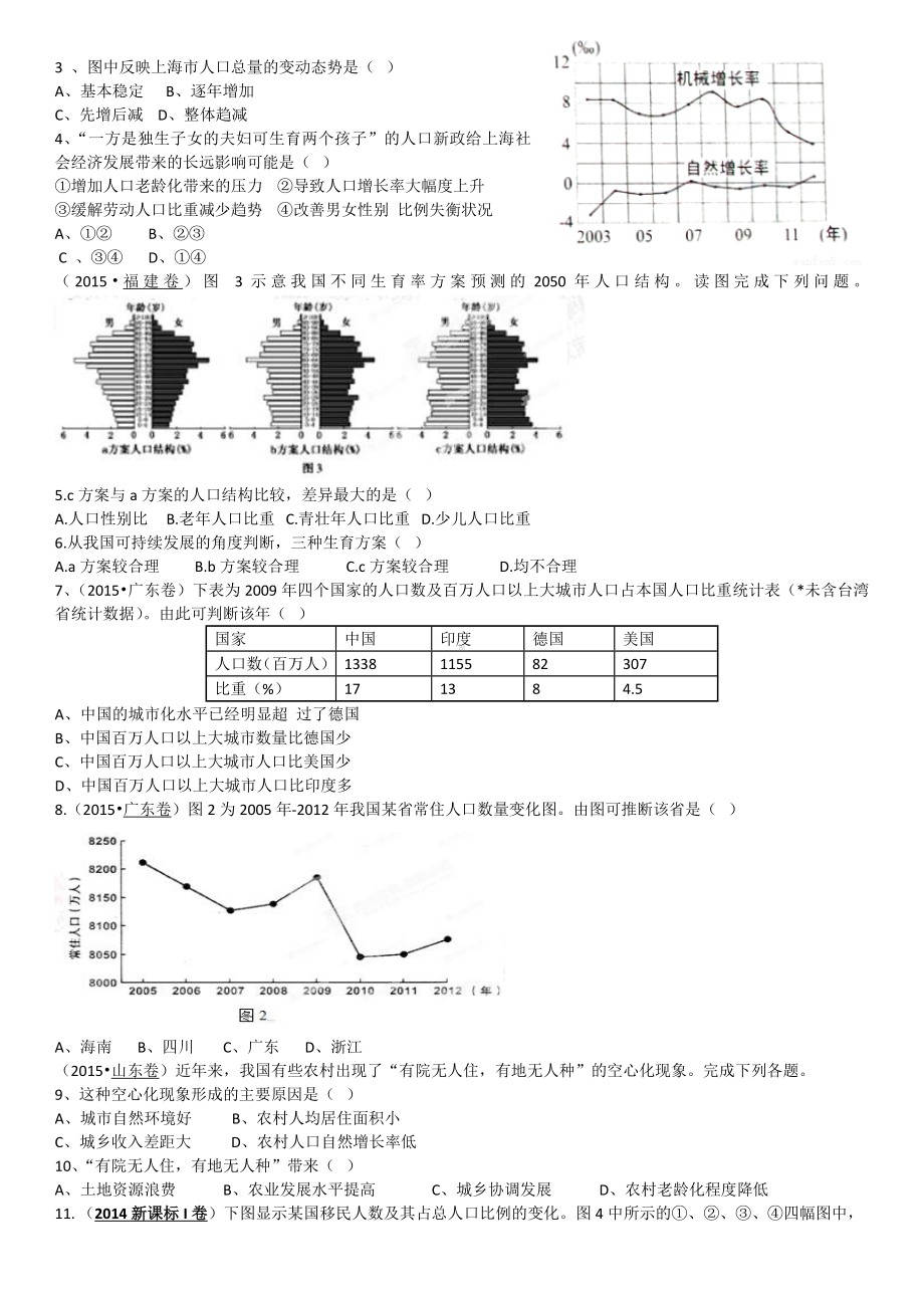 (完整版)高考地理专题人口.doc_第2页