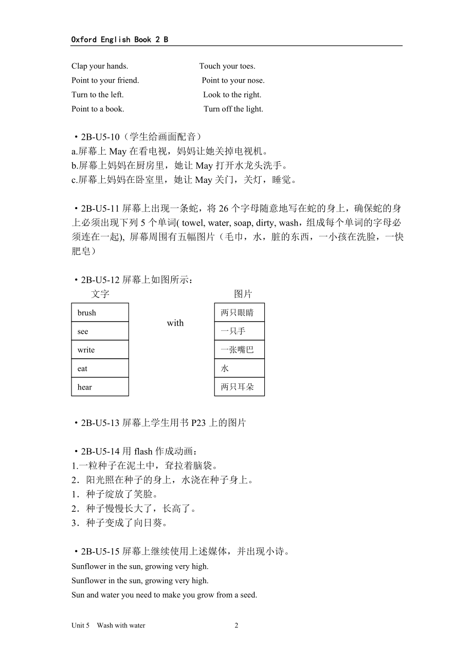 新牛津（绿色上教版）二年级下册《英语》2B-U5-媒体制作说明 教案.doc_第2页