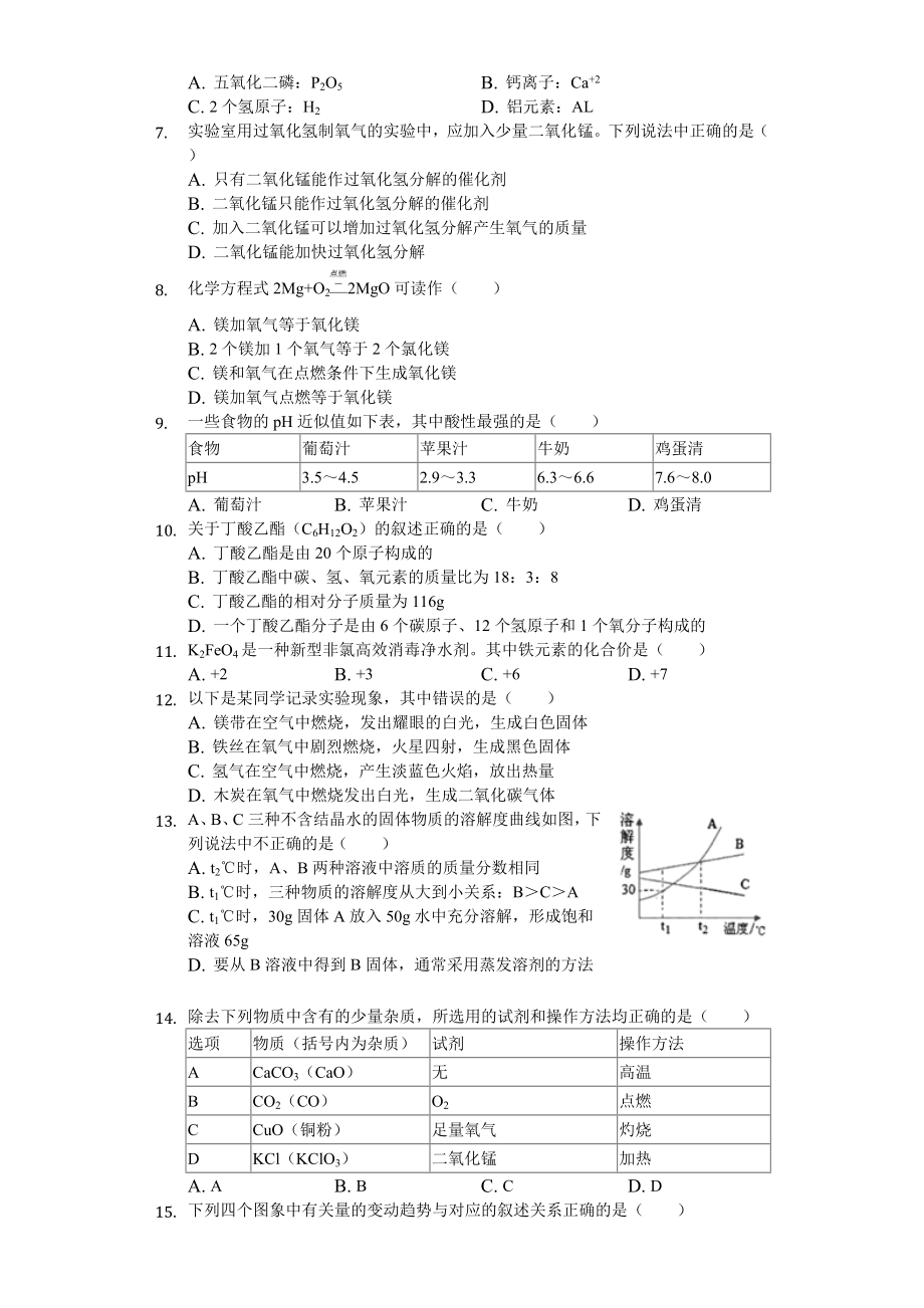 2020年广东省东莞市中考化学试卷.doc_第2页