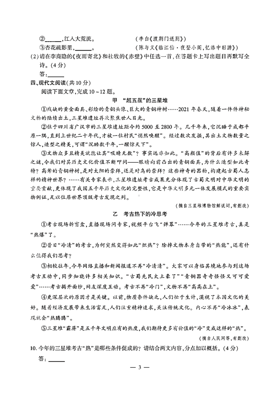 2021年成都市中考语文试题(含答案解析).docx_第3页