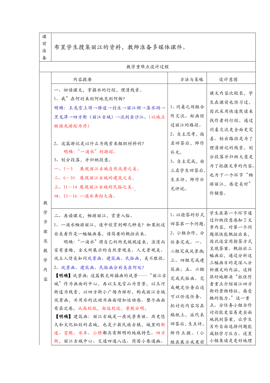 《一滴水经过丽江》重难点教学设计.doc_第2页