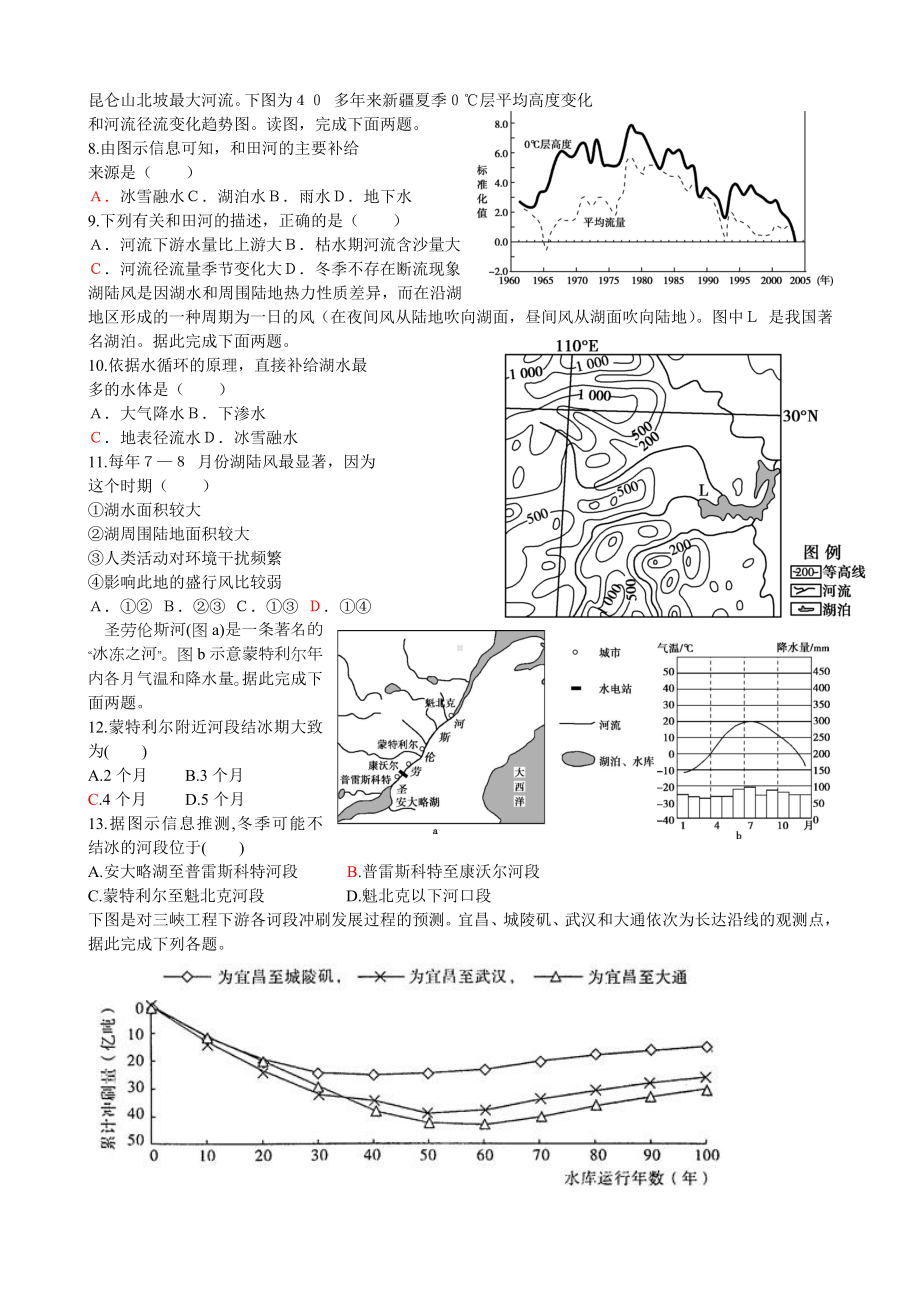 2019届高三一轮复习专题2-河流专题单元测试卷.doc_第2页