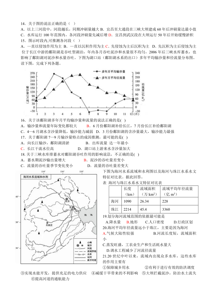 2019届高三一轮复习专题2-河流专题单元测试卷.doc_第3页