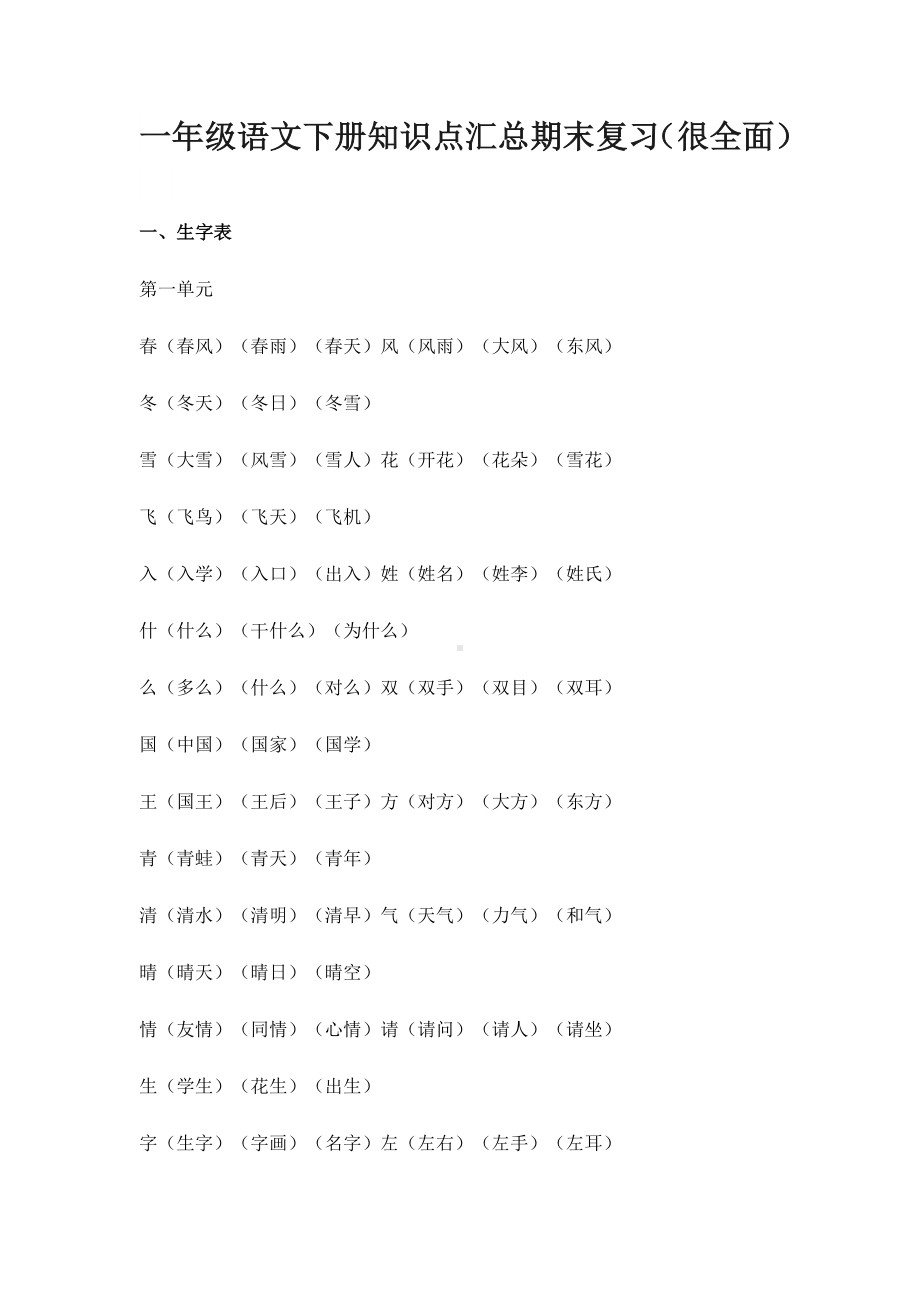 一年级语文下册知识点归纳.docx_第1页