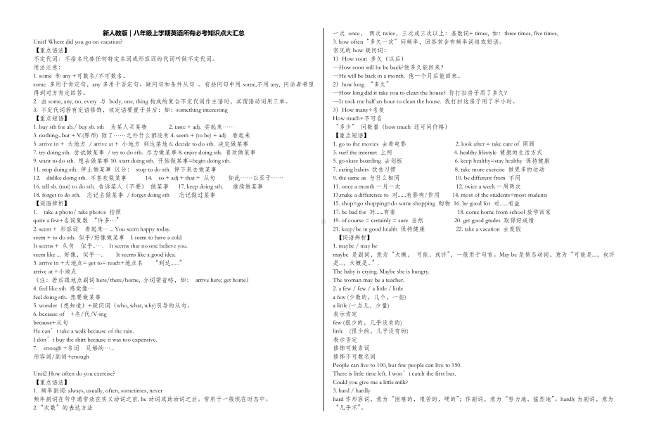 人教版八年级上册英语知识点汇总.doc_第1页