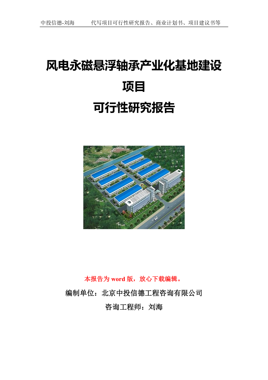 风电永磁悬浮轴承产业化基地建设项目可行性研究报告写作模板立项备案文件.doc_第1页