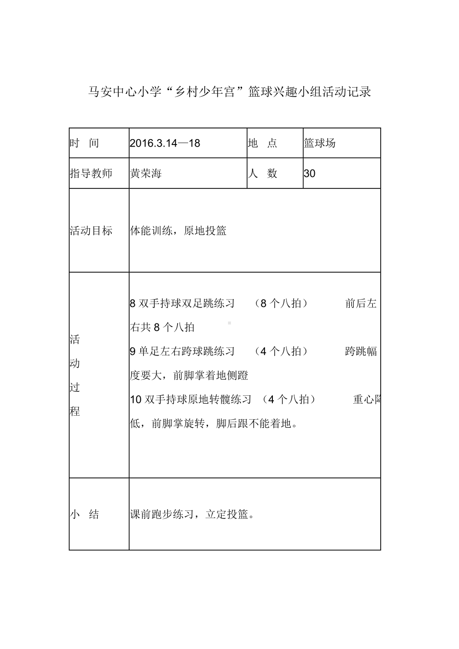 XX小学乡村少年宫篮球小组活动记录资料.doc_第3页