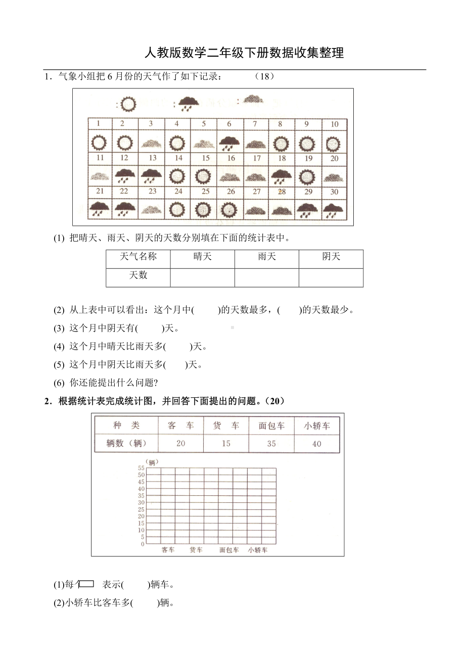 人教版小学二年级下册数学单元测试题全套.doc_第1页