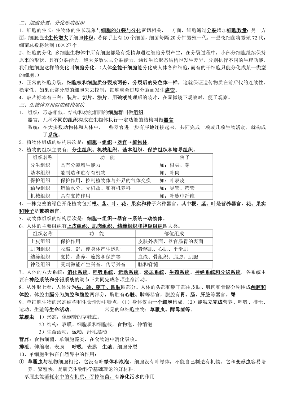 人教版初中生物专题总复习知识点汇总.doc_第2页