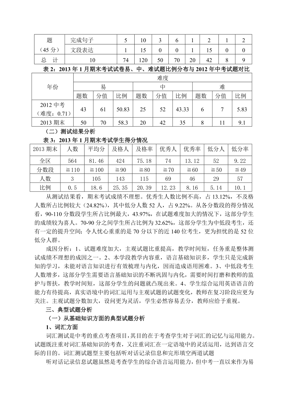 九年级英语期末考试质量分析报告总结归纳.doc_第2页