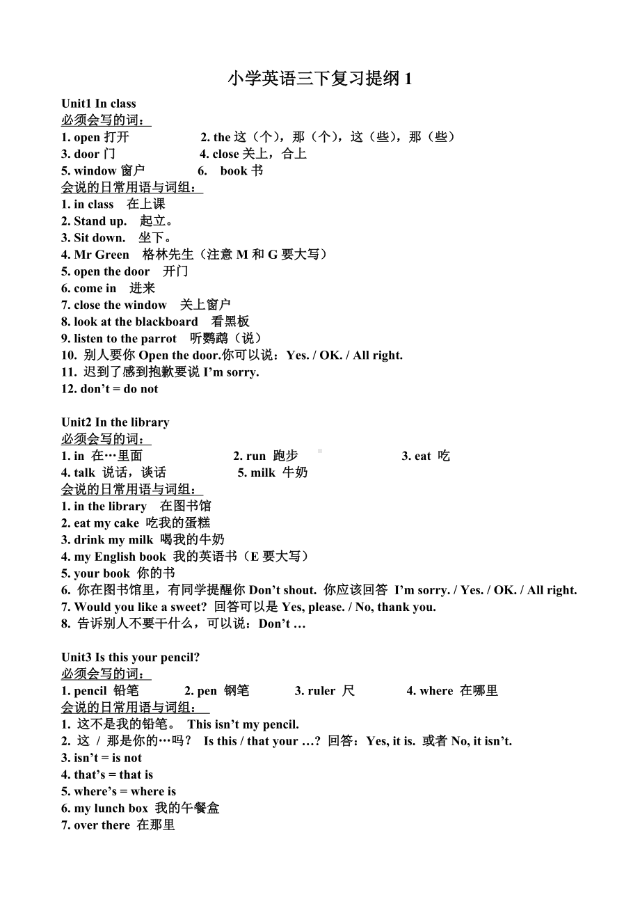 2020年译林版三年级英语下册期末复习知识点归纳4.doc_第1页