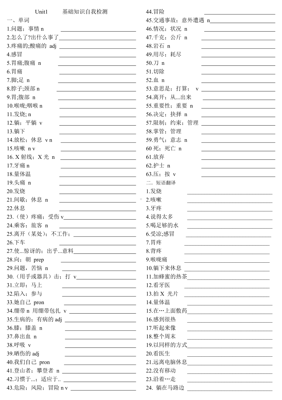 人教版英语八年级下册试题Unit1-基础知识自我检测.docx_第1页