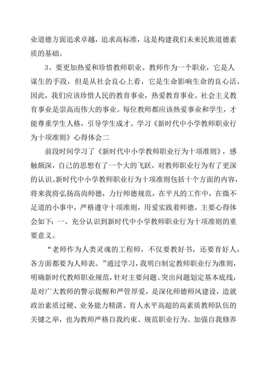 《新时代中小学教师职业行为十项准则》心得体会三篇.docx_第2页