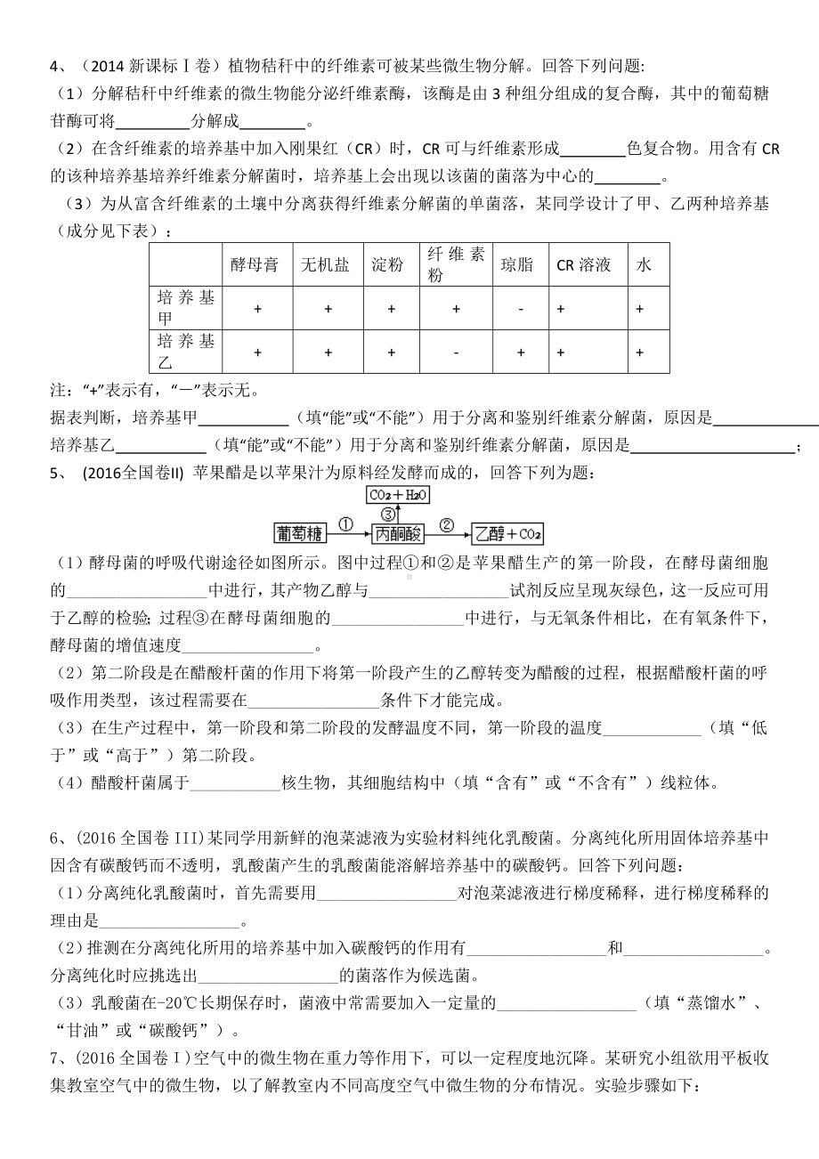 (完整版)高中生物选修一高考题.doc_第2页