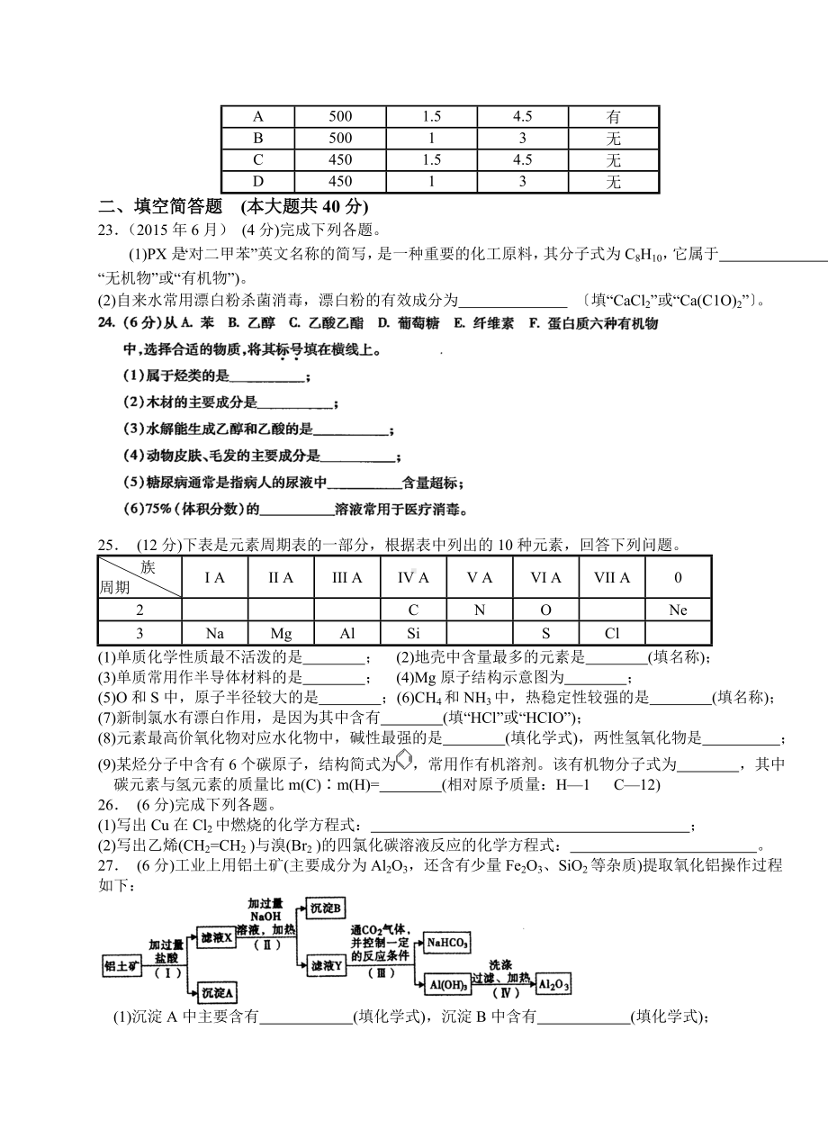 6月福建省普通高中学业基础会考化学试题.doc_第3页