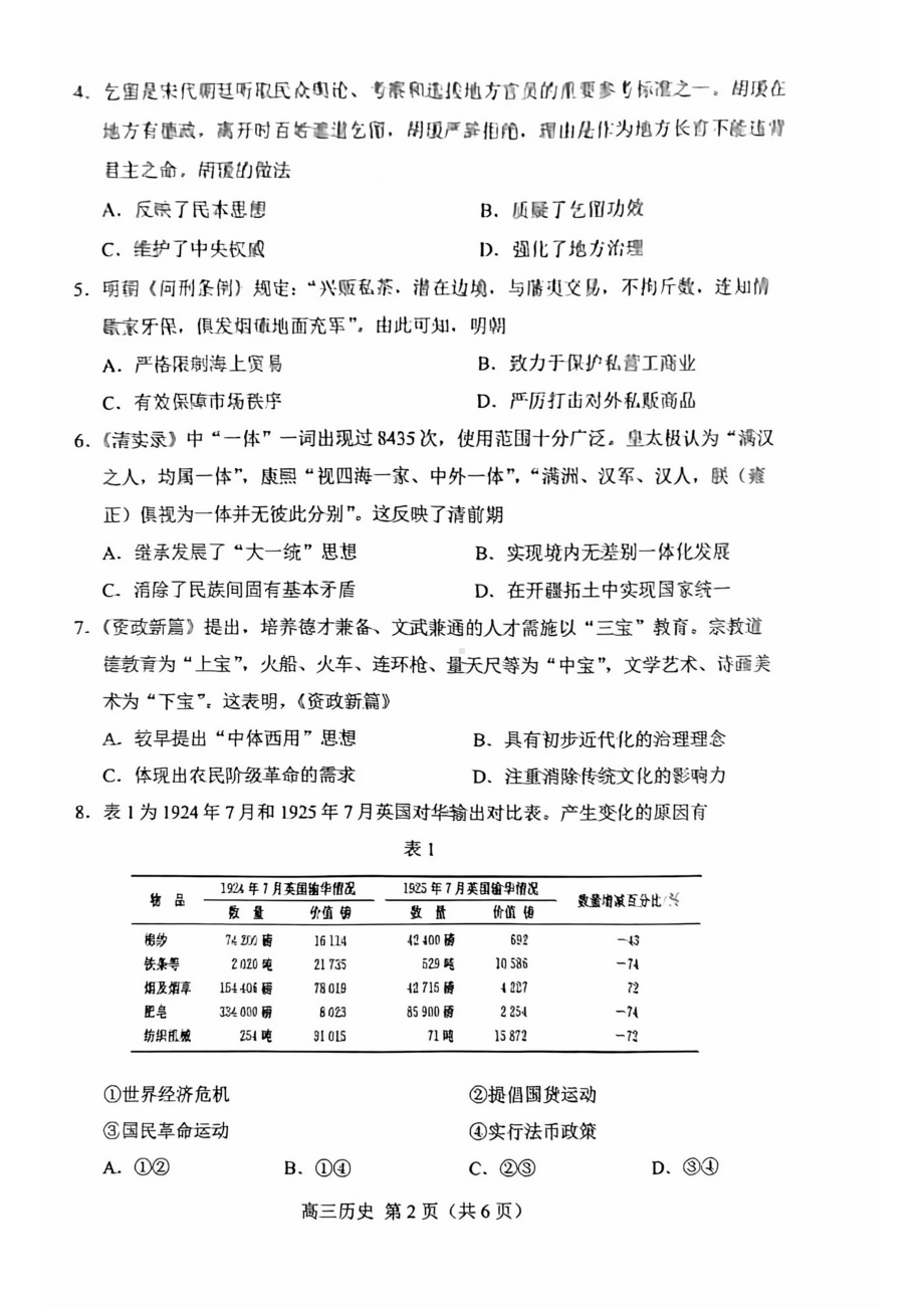 辽宁省沈阳市2023届高三下学期二模历史试卷+答案.pdf_第2页