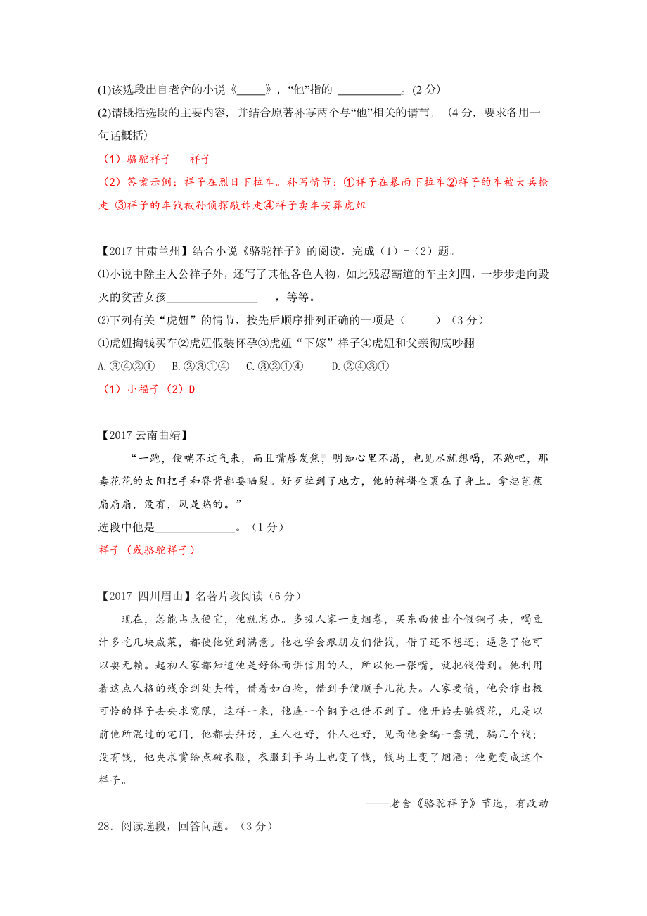 《骆驼祥子》中考试题汇编.docx_第3页