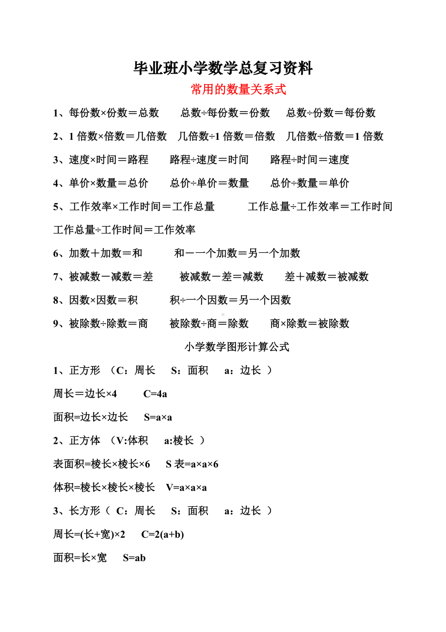 人教版小升初数学总复习资料大全.doc_第1页