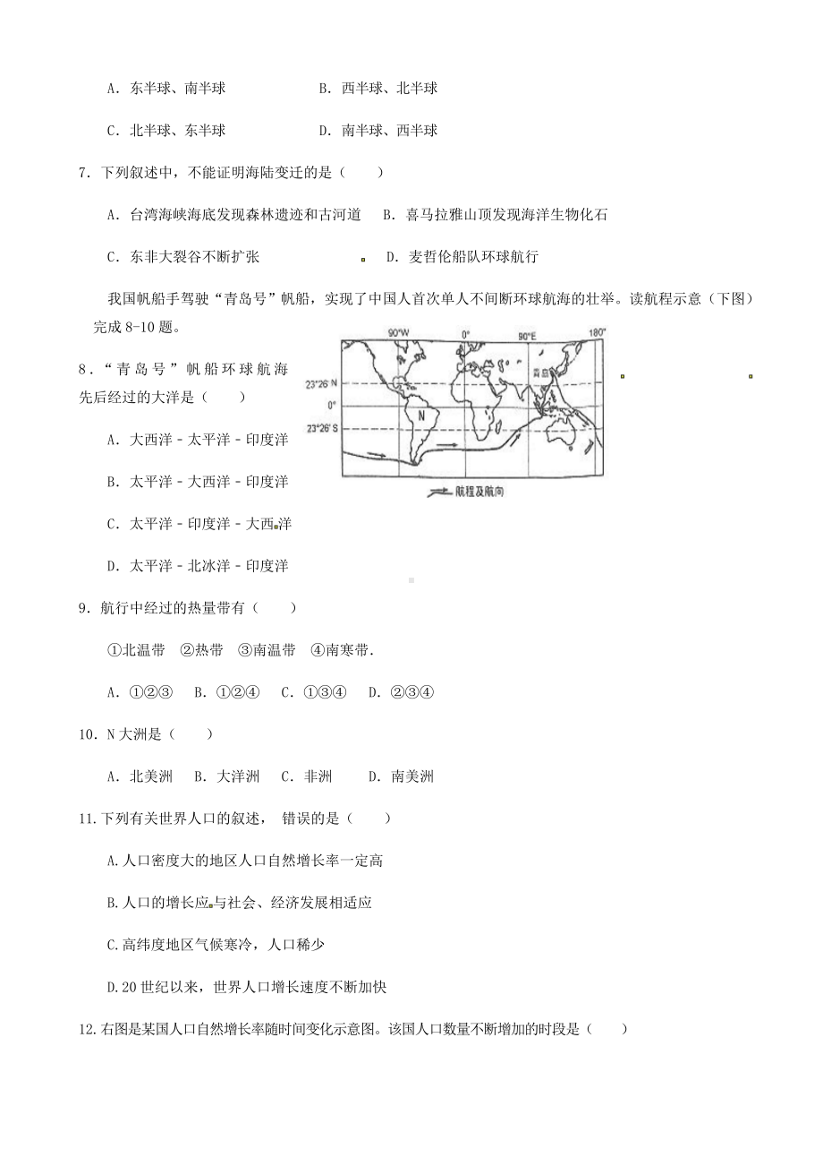 七年级地理上学期期末考试试题新人教版.doc_第2页