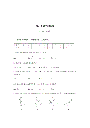 2019年秋沪科版八年级上册数学第12章检测试题.docx